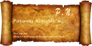 Patonay Nikodém névjegykártya